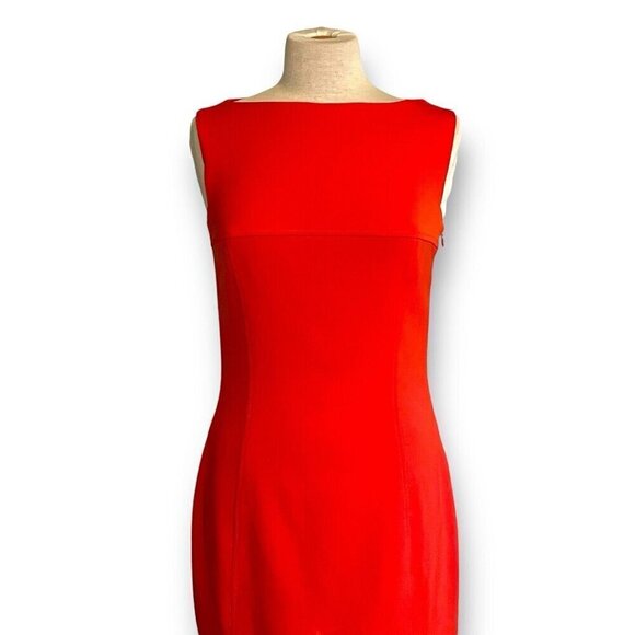 Ralph Lauren Black Label Womens Dress Sz 8 Orange Stretch Wool Sheath USA Made - Picture 2 of 13